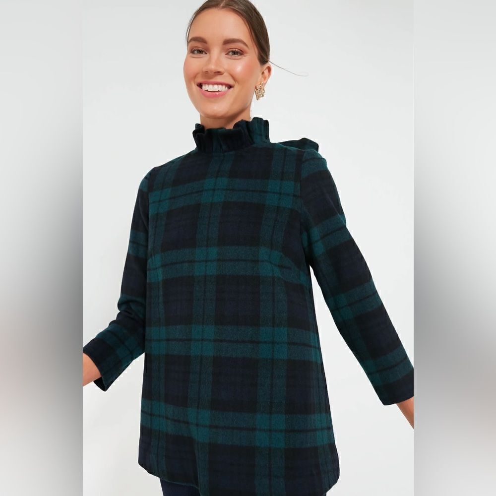 Tuckernuck Blackwatch Plaid Faye Bow Blouse NWT
